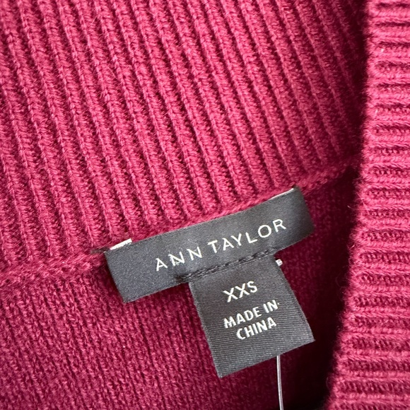 Ann Taylor Maroon mock Neck Longsleeve Sweater dress wool blend XXS New with tag - Picture 4 of 5